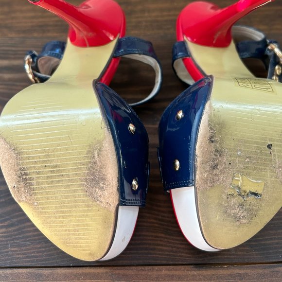 Jennika patent leather red, white, and blue sandals in size 5 - Picture 3 of 4